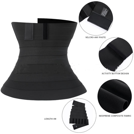 Buckle Adjustment Long Elastic Winding Waistband Women's Abdomen Belt