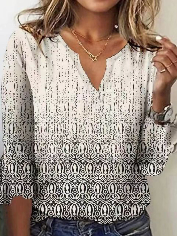 Summer Women's Fashion Gradient Printing Loose T-shit