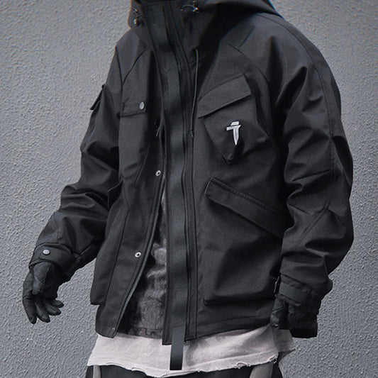 Mechanical Style Multi-pocket Loose Casual Hooded Jacket