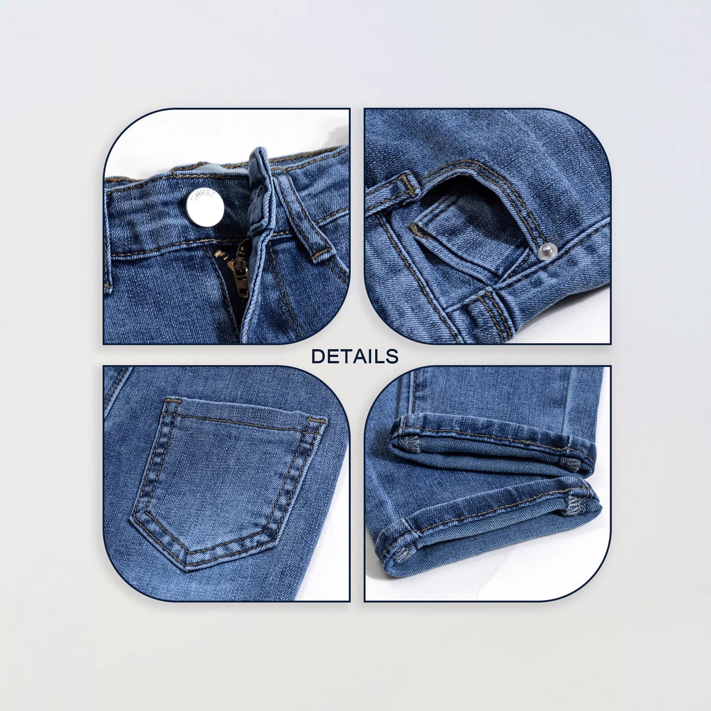 Basic-Style Girls Denim Stretch Trousers