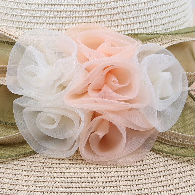 Women's Straw Hat Flowers Slimming Shade