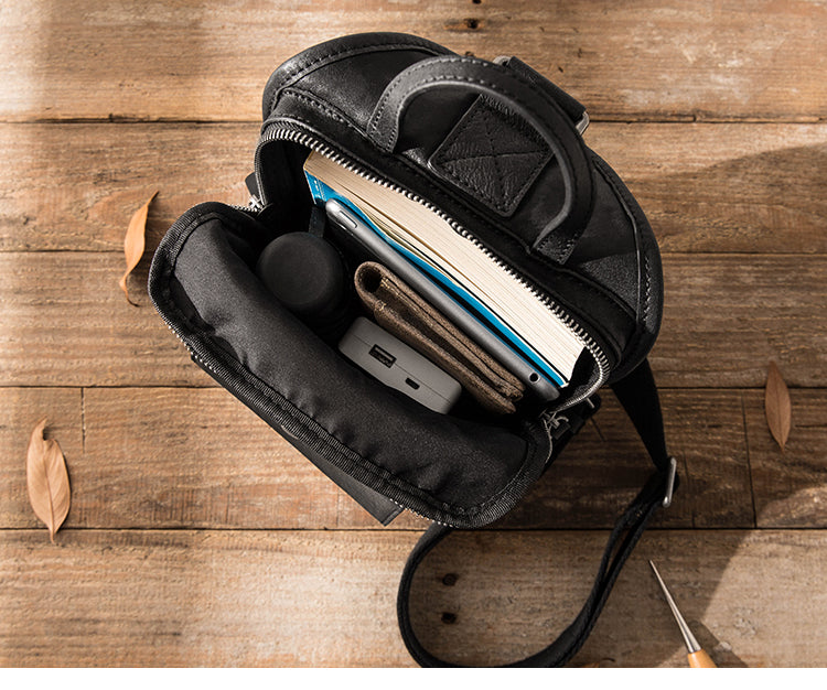 Genuine Leather Casual Men's Top Layer Chest Bag