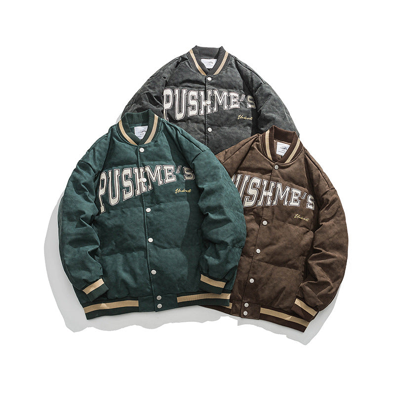 Herre Street Color Matching Baseball Vatteret Jakke