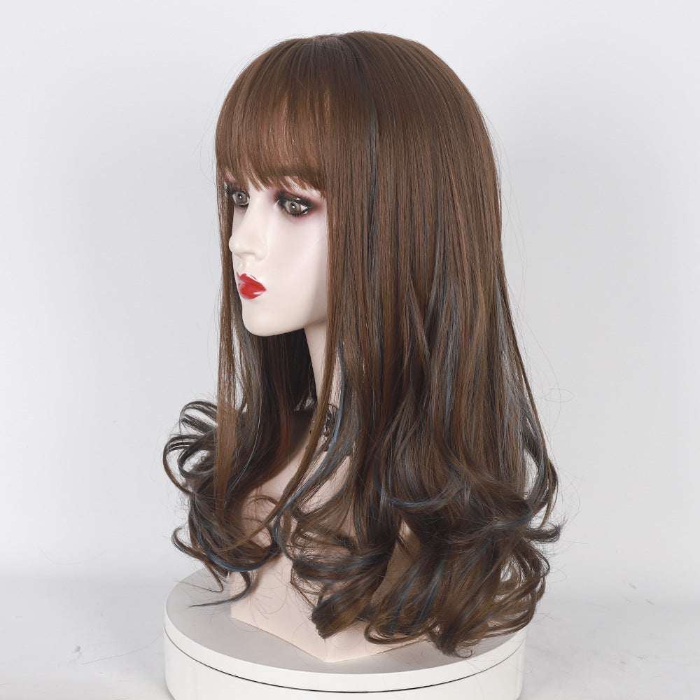 Simulated Scalp Highlights Women's Long Curly Wavy Wig