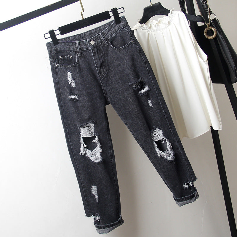 Ripped denim harem pants