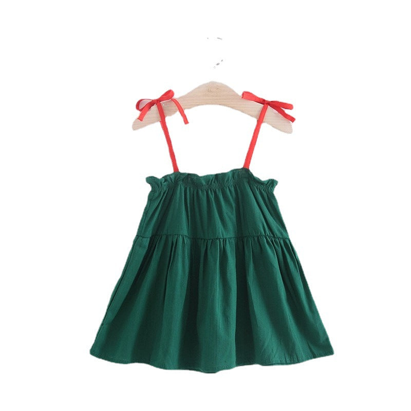 Summer Girls' Cotton Suspender Skirt