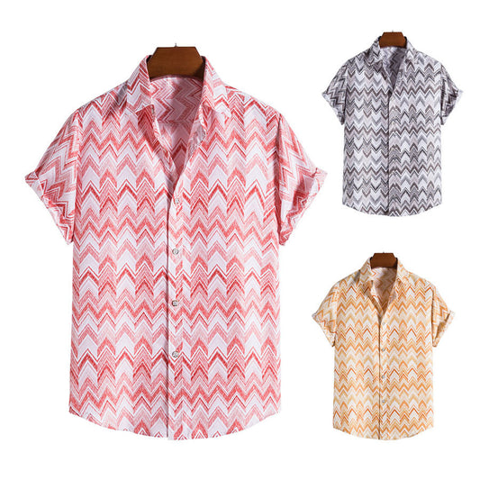 Men's Casual Short Sleeved Floral Shirt