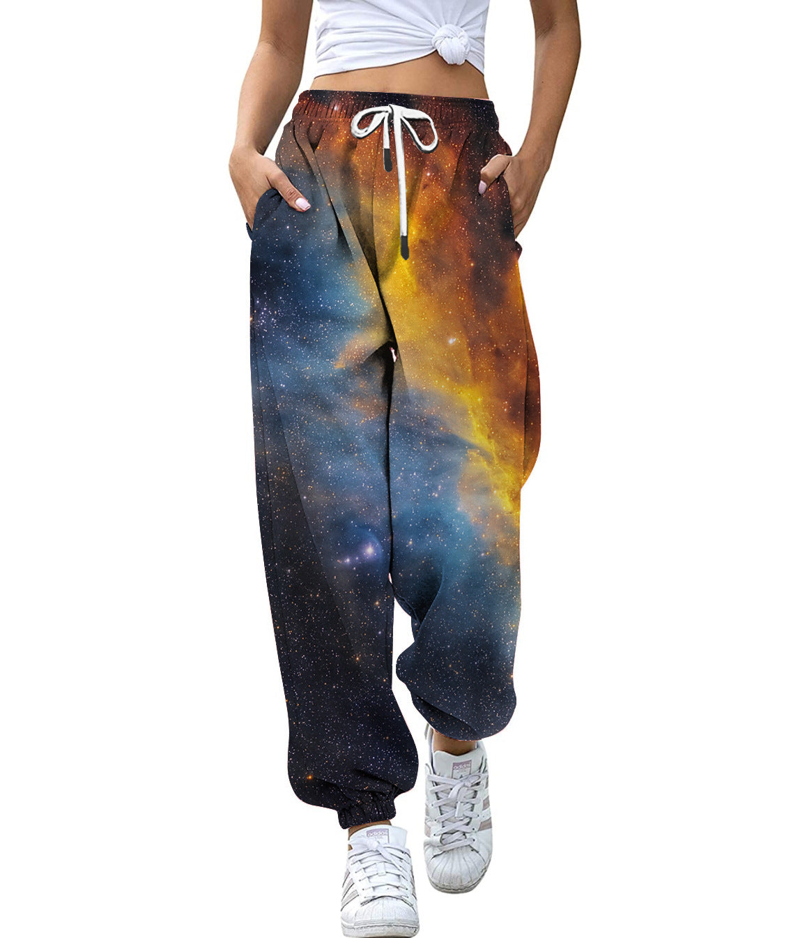 High Waist Drawstring Sports Pants Digital Printing Trousers Loose Casual Jogger Pants