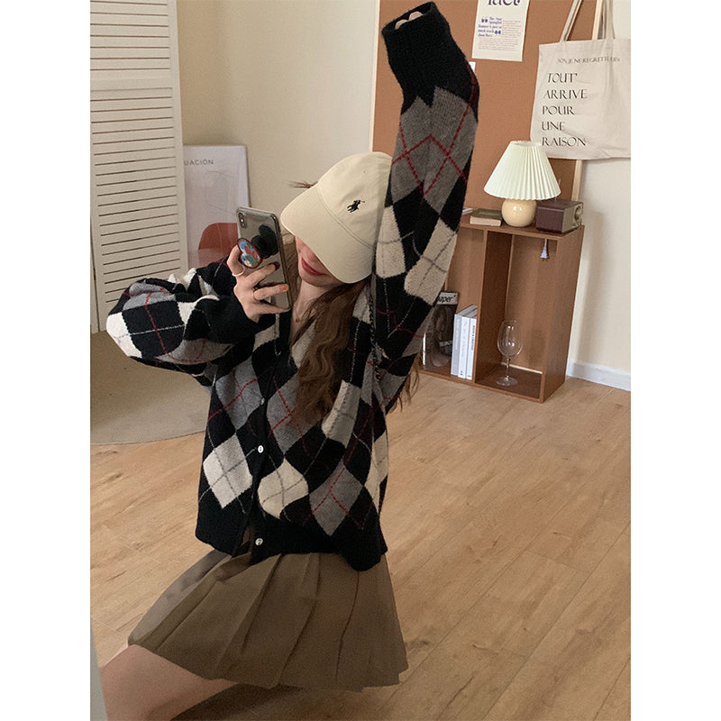 Internet Hot Sweater Women's Retro Diamond Sweater