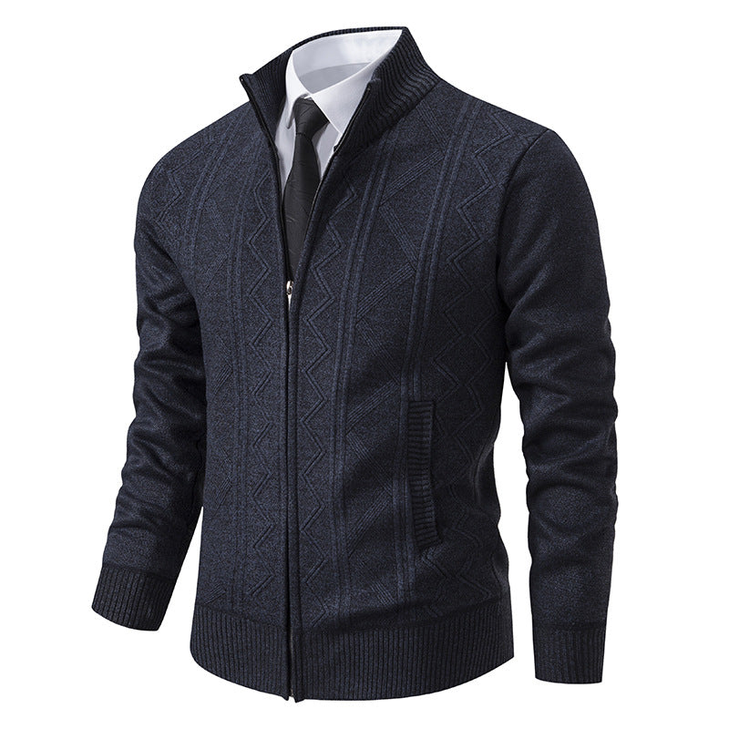 Efterår Vinter Herre Uld Sweater Cardigan Frakke Ståkrave