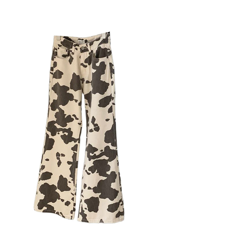 American Retro Washed Cow Stripe Skinny Jeans Loose