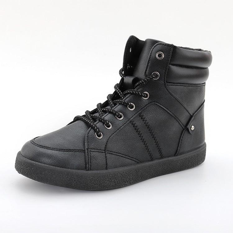 All Match Leather Boots Tide High Top