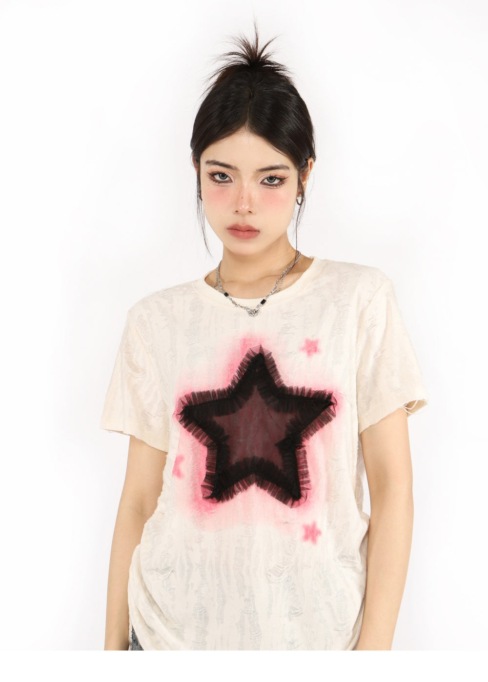 XINGX Old Short-sleeved T-shirt For Women Drawstring Top