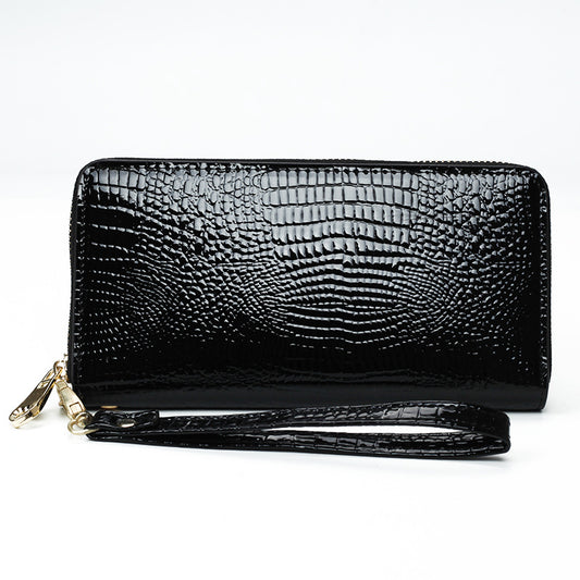 Single zipper patent leather phone case