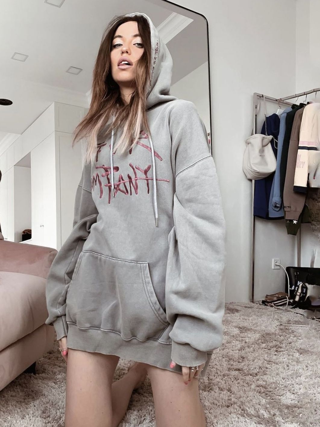 Women's Fashion Casual Letter Print Contrast Color Hooded Coat