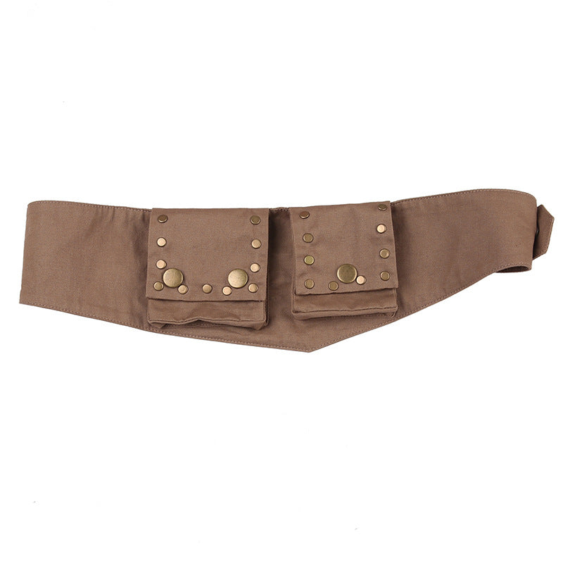 Western Style Retro Snap Fastener Small Waist Bag