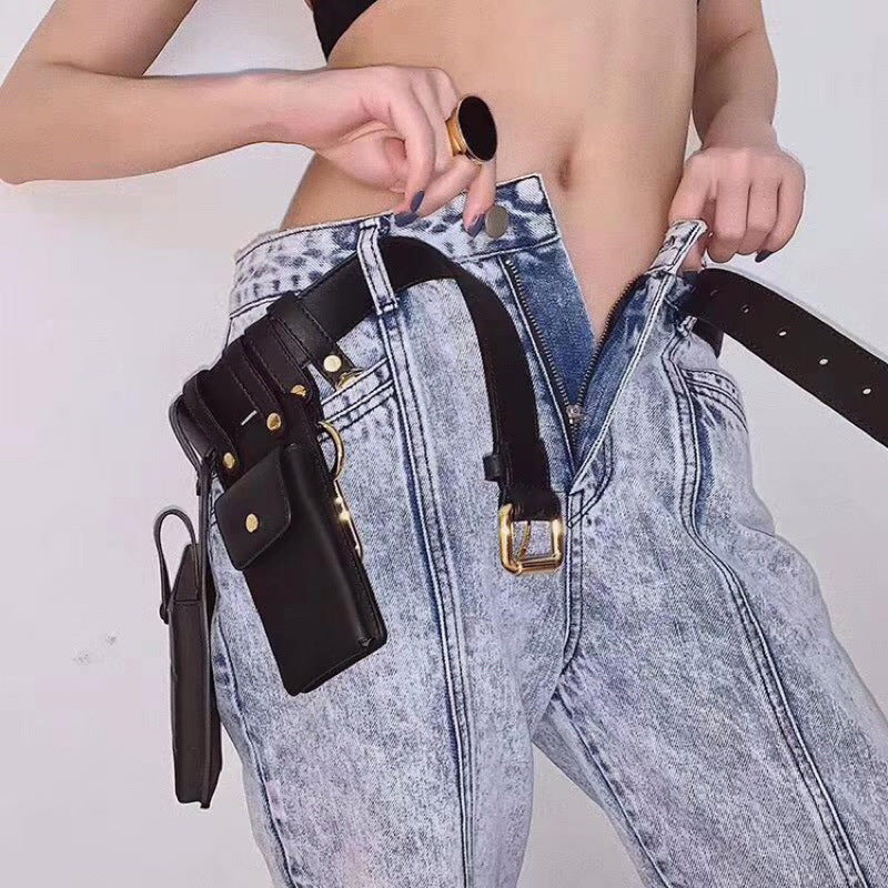 Motorcycle literary trendy cool ladies belt bag