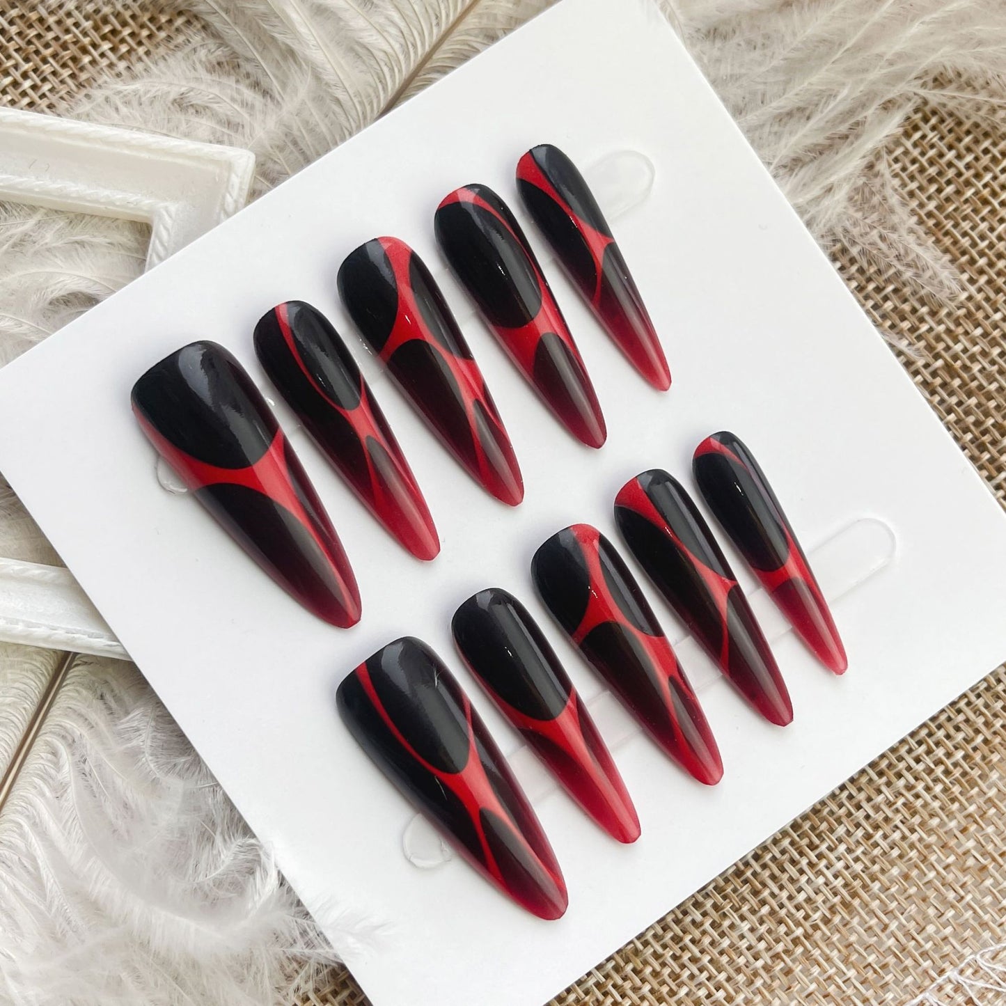 European And American Wave Lines Hot Girl Style Gradient Long Tip Manicure