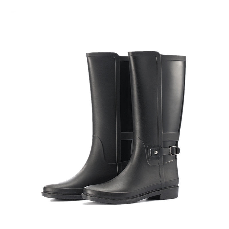 Solid Color Buckle High-top Rain Boots Non-slip
