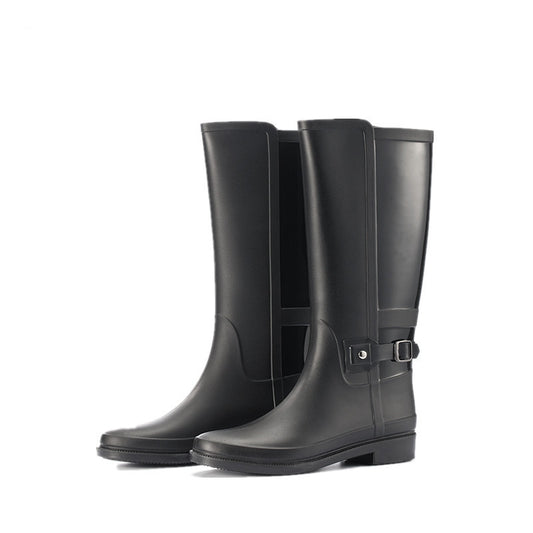 Solid Color Buckle High-top Rain Boots Non-slip