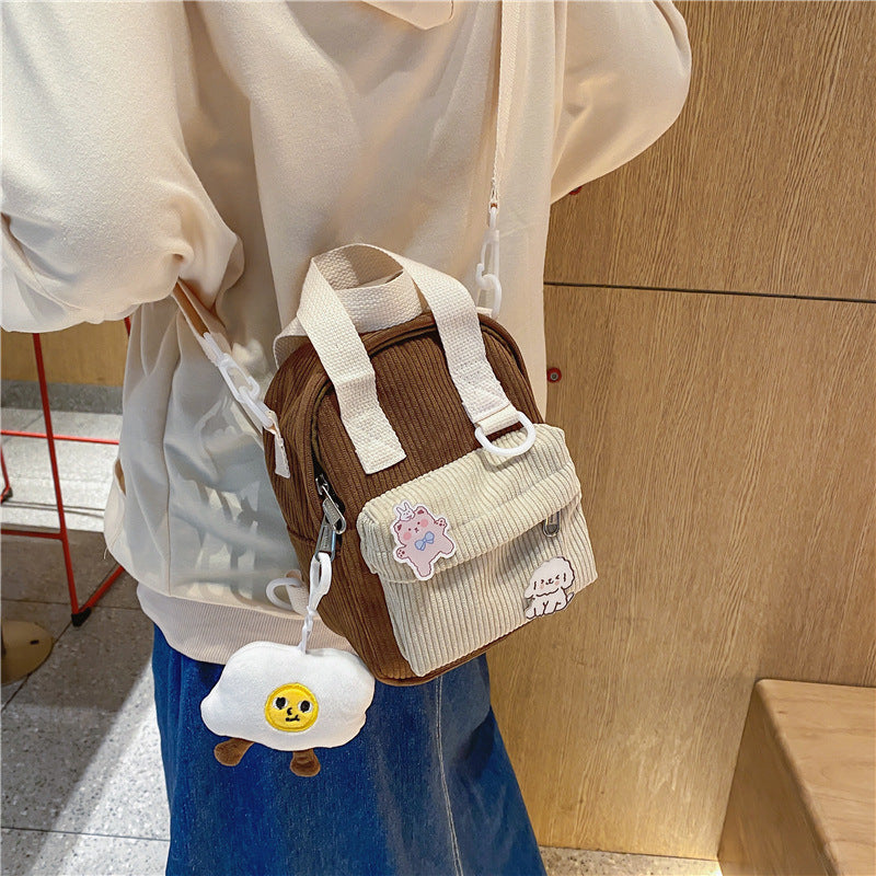 Handheld One Shoulder Korean Style Corduroy Crossbody Bag