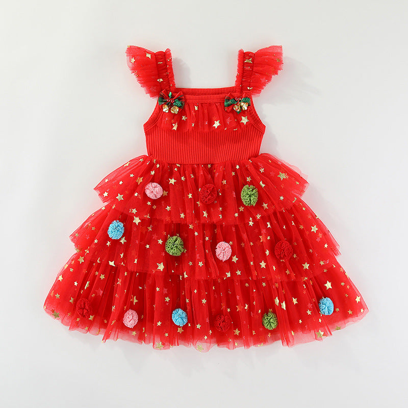 Christmas Holiday Dress Girl Christmas Dress Mesh Skirt Christmas Skirt