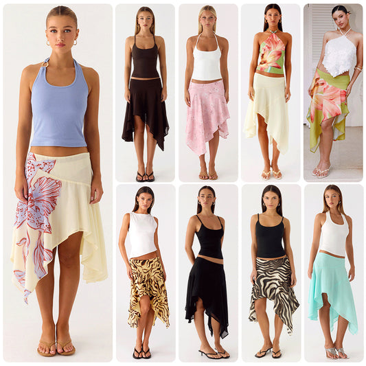Resort-style European And American Half Skirt New High-waisted Design