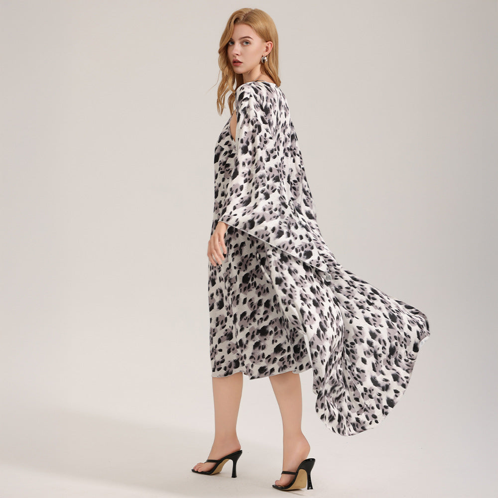 Printed Satin Chiffon Camisole Robe Set For Women