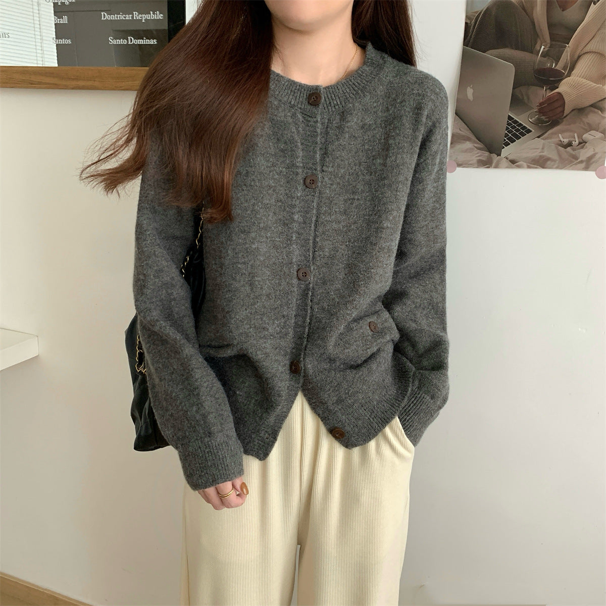 Long Sleeve Women's Knitted Cardigan Top