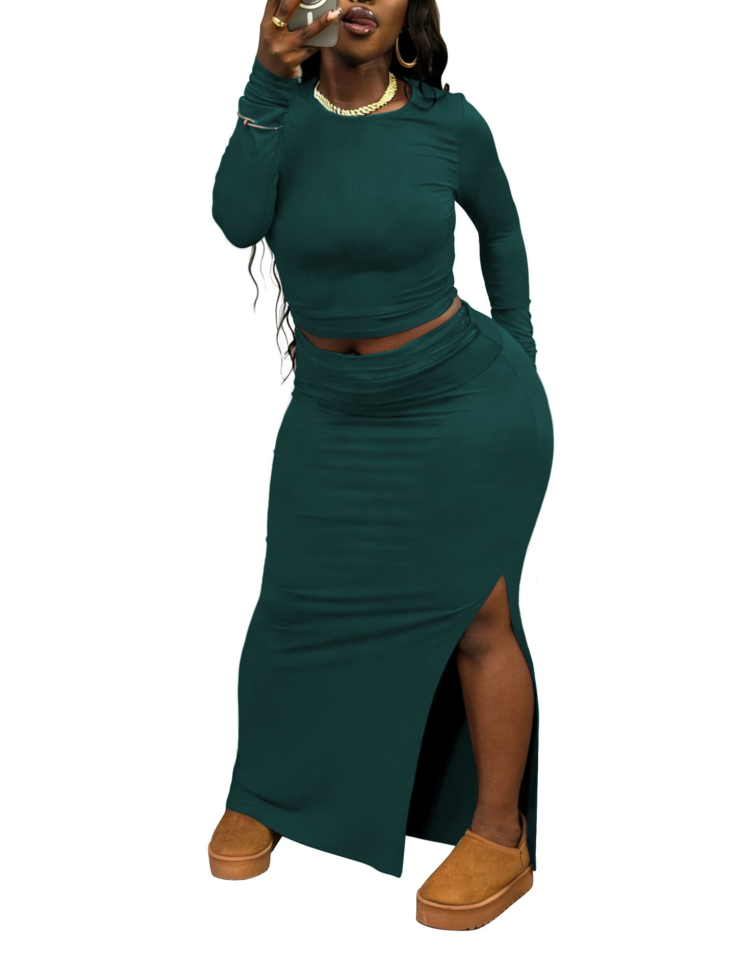 Solid-color Chic Casual Two-piece Set