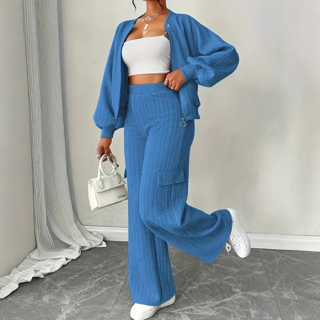 Stylish Casual Knit Hoodie And Pants Two-piece Set