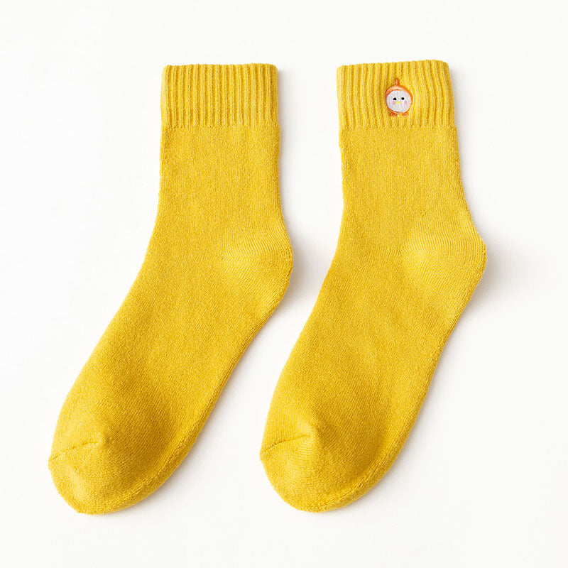 Female Female Middle Tube Cartoon Extra Thick Warm-keeping Socks
