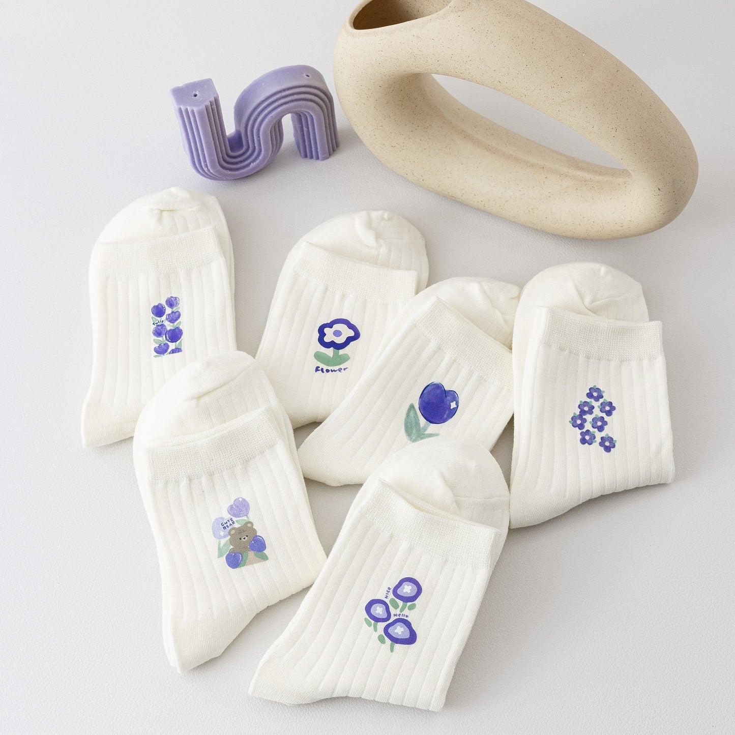 Japanese Sweet Small Flower Tulip Cotton Socks