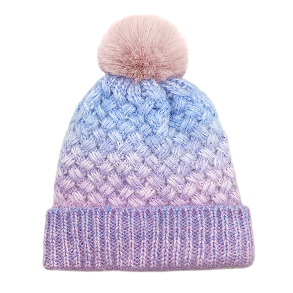 Cold-proof Woolen Cap Female Fleece-lined Thermal Knitting