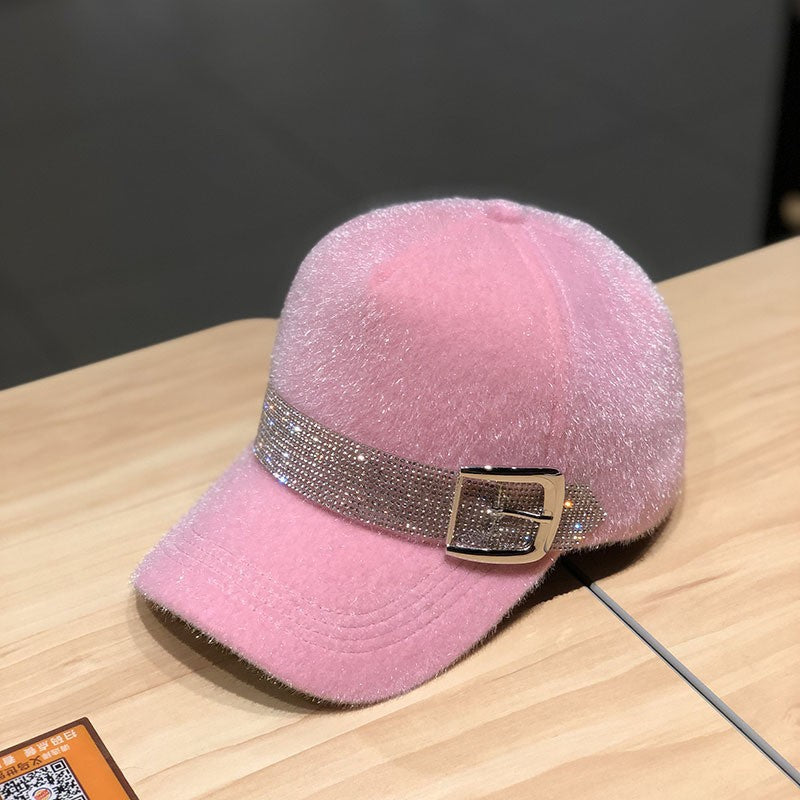 Street Fashion Diamond Baseball Korean Fashion Winter Warm Outdoor All-matching Peaked Cap