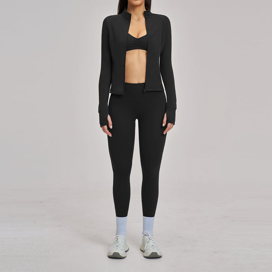 Brushed Zipper Casual Set For Women