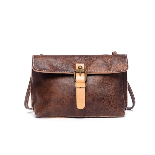 Women's Tree Cream Leather Retro Soft Shoulder Bag