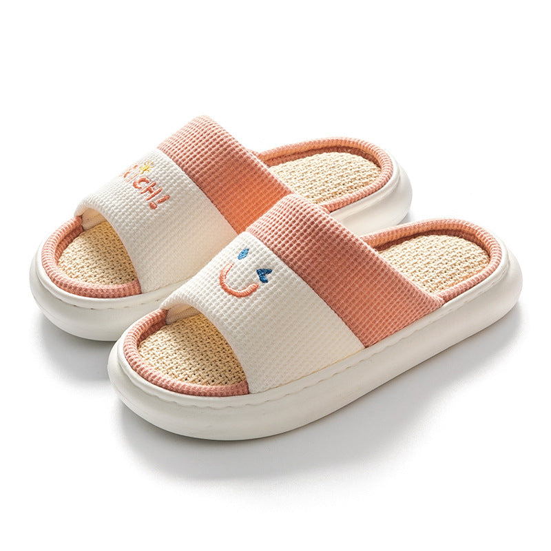Four Seasons Home Indoor And Outdoor Couples Thick Bottom Cotton Linen Slippers
