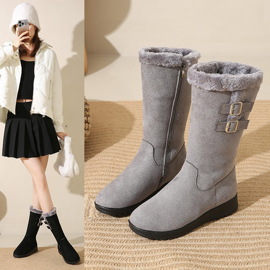 Mid-calf Fleece-lined  Extra-thick  Versatile Womens Boots For Warmth