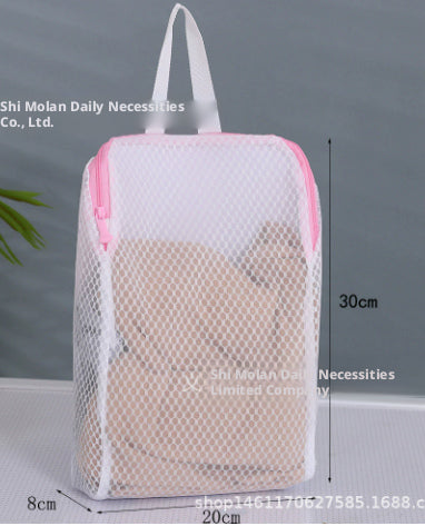 Portable laundry bag-medium-pink-polyester-1 piece