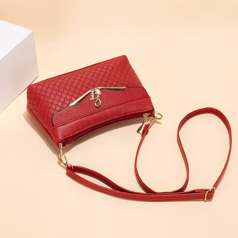 Lingge Embossed Crossbody Practical Shoulder Bag