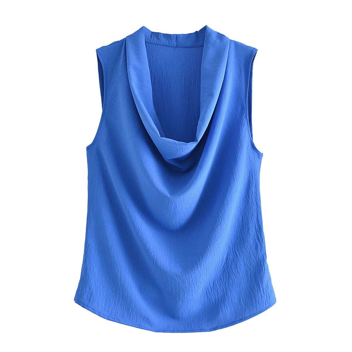 Sleeveless Low Neck Pleated Collar Top Vest