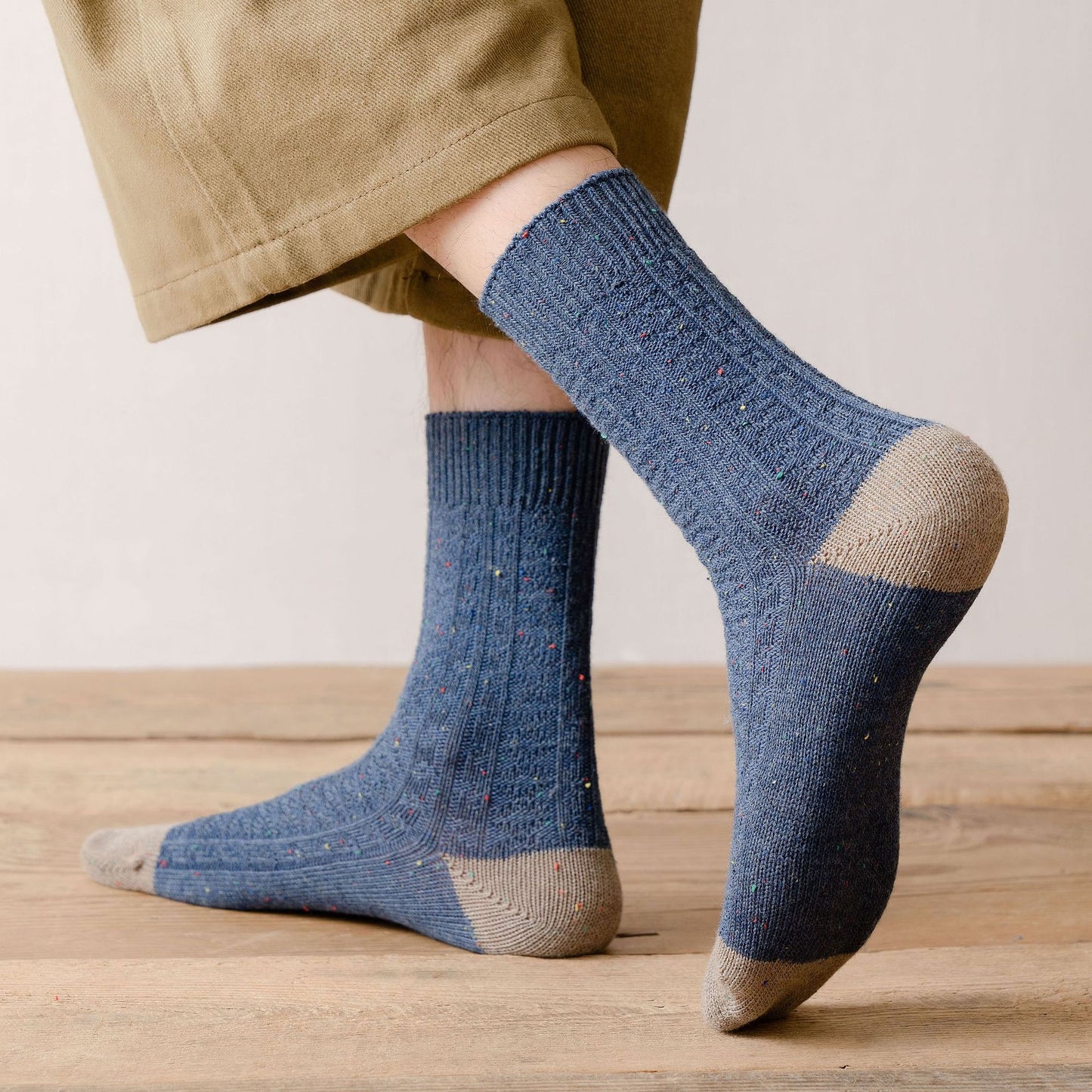 Tube Socks Retro Mori Style Color Matching Thick Thread Wool