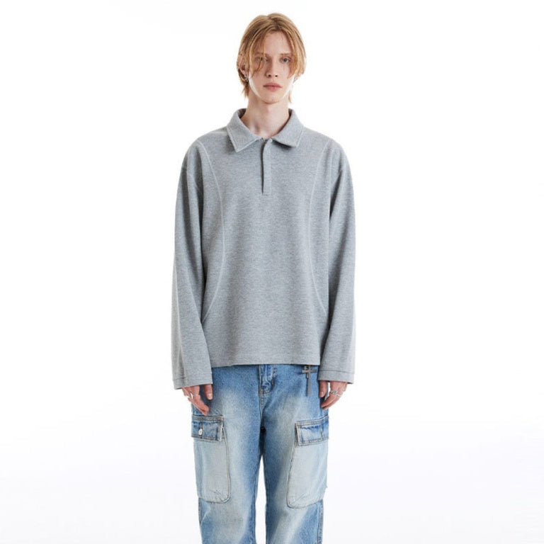 Tailored Anti-car Bottoming Long-sleeved Polo Shirt