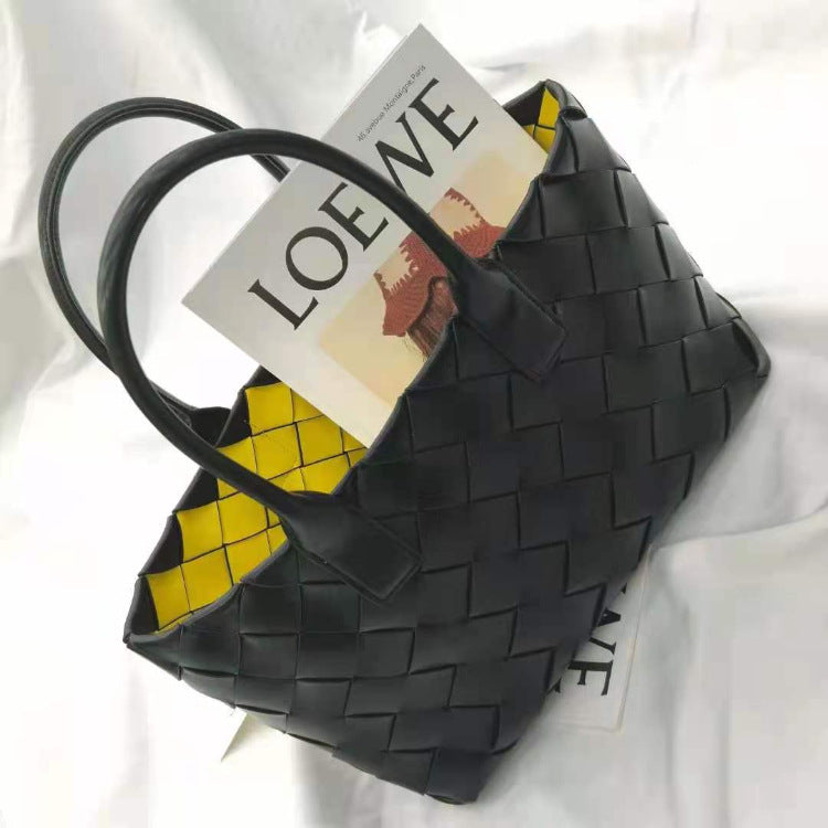 Women's Fashion Head Layer Cowhide Woven Handbag