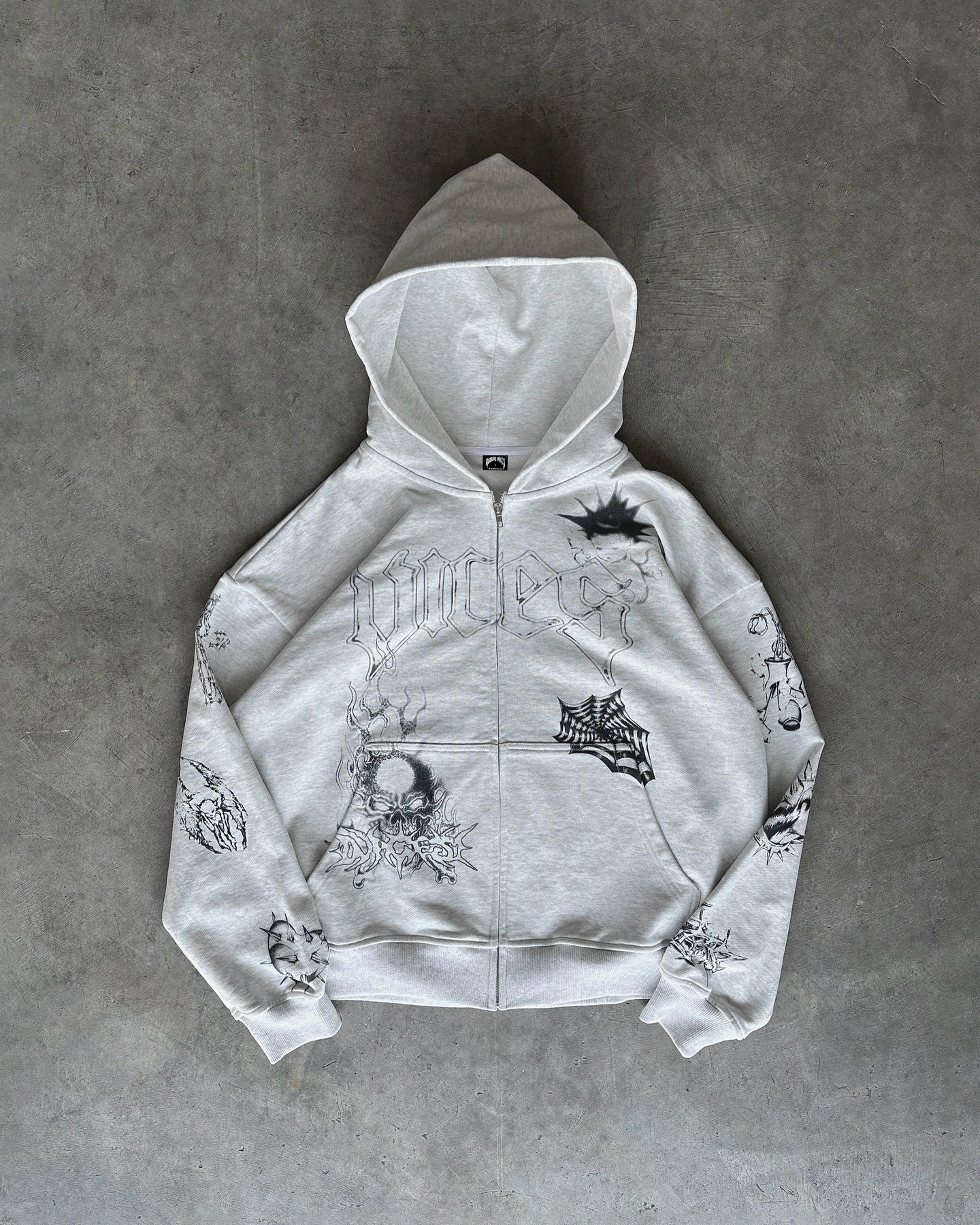 Printed Design Hoodie Loose Zip Sweater