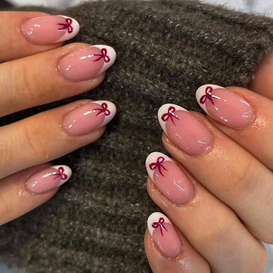 Women's Fashion Bowknot French Manicure