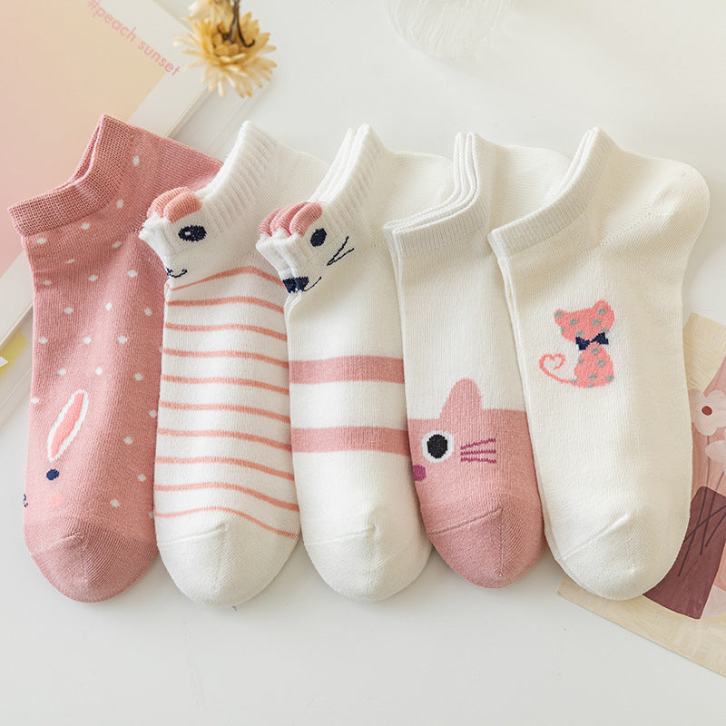 Female Summer Cute Cartoon Ear Cat Socks