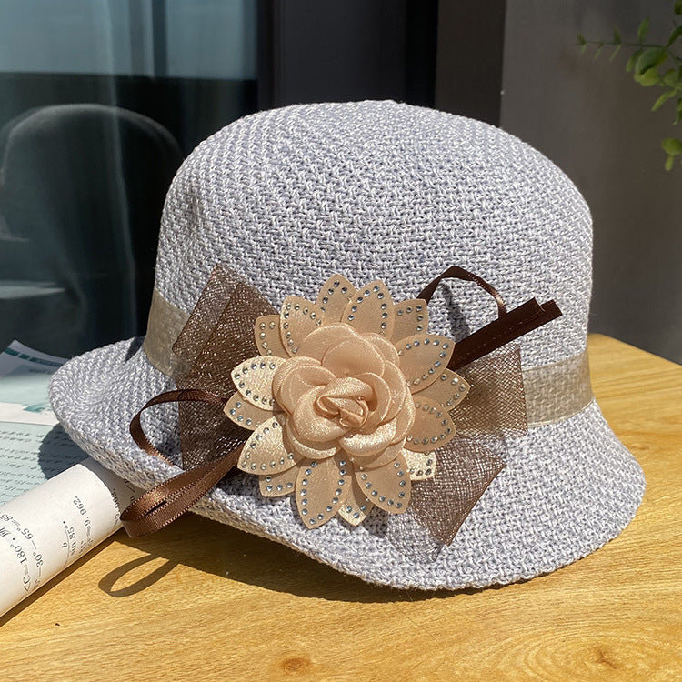 Women's Curling Flower Dome Breathable Knitted Sun Hat