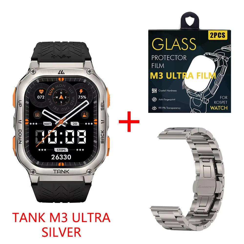 TANK M3 Ultra GPS Smart Watch for Men 480Mah 60Days Battery Compass Altimeter Barometric Bluetooth Call 5ATM Waterproof